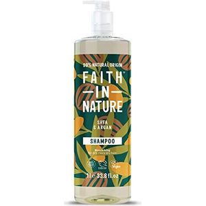 Faith In Nature Natural Shea & Argan Shampoo, voedend, veganistisch & dierproefvrij, geen SLS of parabenen, voor normaal tot droog haar, 1 liter