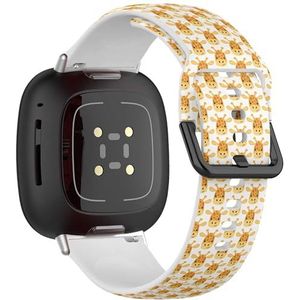 Zachte sportband compatibel met Fitbit Sense / Sense 2 / Versa 4 / Versa 3 (giraffe schattig kinderachtig dierengezicht) siliconen armband accessoire