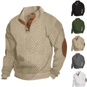 Dudlle Heren Kasjmier Truien, Heren Outdoor Casual Stand Kasjmier Knoop Lange Mouw Trui, Heren Outdoor Casual Kabel Gebreide Truien (M,Kaki)