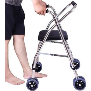 Rollator Walker voor Senioren, Lichtgewicht Opvouwbaar Alle Terrein Rolling Walker met Gewatteerde Zitting, Medische Walking Mobility Aid, Draagbare Mobiliteitshulp voor Ouderen met een handicap