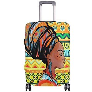 ALAZA Afrikaanse Vrouw Tribal Gestreepte Bagage Cover Past 22-24 Inch Koffer Spandex Travel Protector M, Meerkleurig, Medium Cover(Fit 22-24 inch luggage)
