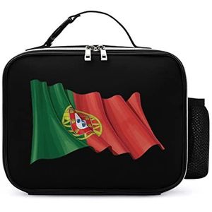 Portugal Vlag Draagbare Geïsoleerde Lunch Tassen Box Tote Volwassenen Koeltas voor Mannen & Vrouwen Werk Picknick