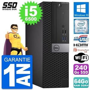 Dell PC OptiPlex 5050 SFF Intel i5-6500 RAM 64 GB SSD 240 GB HDMI Windows 10 WiFi (Rebuild)