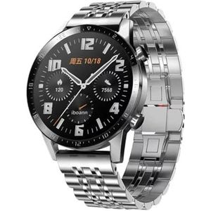 22mm roestvrijstalen horlogeband geschikt for Huawei Watch 4 GT2 3 pro 46mm band geschikt for samsung horloge 6 5 4 loop geschikt for seiko armband (Color : Silver-3, Size : For huawei gt 42 46)