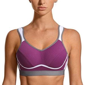 SYROKAN - High Impact Support Wirefree Bounce Control Plus-maten Workout-sportbeha Voor Dames Purper 90E