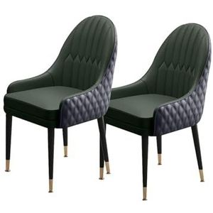 Eetkamerstoel, moderne fauteuils met accent, set van 2 microvezelleer, zacht gevoerde zitting met houten poten, make-upstoel