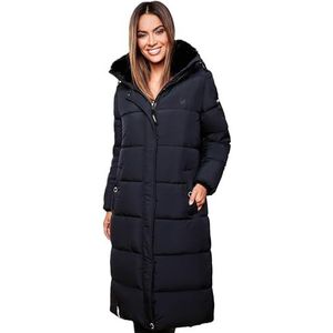 MARIKOO Dames winter gewatteerde jas lang B936, Donkerblauw, M