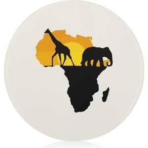 Afrika Kaart Dier Giraf Olifant Snijplank Ronde Dienblad Slagers Blok Snijplank Voor Carving Vlees Groenten Kaas En Brood