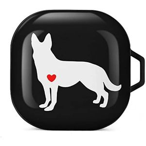 Duitse herder hond oordopjes hoesje compatibel met Samsung hard shell beschermhoes zwart stijl
