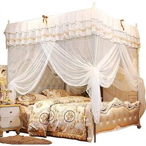 Cafopgrill Elegante Hemelbed Gordijnen Luxe Prinses Vier Hoek Post Bed Gordijn Luifel Mesh Klamboe Beddengoed (180 * 200 * 200)