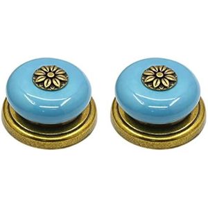 Vintage kastknoppen keramische knoppen, 2 stuks kast lade knop trekhandvat dressoir trekt rondes for lade kast dressoir kast kledingkast deurgrepen hardware (kleur: rood) (Color : Blu)
