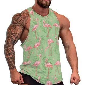 Roze Flamingo Exotische Vogel Heren Tank Top Grafische Mouwloze Bodybuilding Tees Casual Strand T-Shirt Grappige Gym Spier