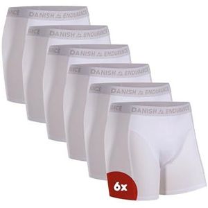 DANISH ENDURANCE Boxershorts Heren, Katoenen Ondergoed, Klassieke Pasvorm, Met of Zonder Gulp, 6-Pack, Wit, M
