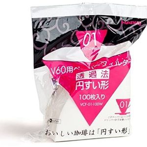 Hario Koffiefilters V60 Maat 01 Kleur Wit (100 stuks)