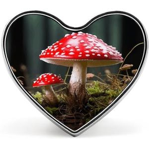 Gepersonaliseerde knop Badge Knoppen Reversspeld, Rood En Wit Paddestoel Print Hoeden Tassen Badge, knoppen Revers Pin, hart Badge Pin, Liefde vorm, Metaal, geen edelsteen, Love form, Metaal, Geen