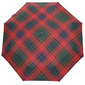 Tartan Vintage Rood Grid Paraplu Automatische Auto Open Dicht Reizen Zon Blokkeren Winddichte Paraplu's voor Vrouwen Mannen