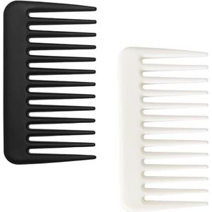 Mini brede tandenkam, kleine reisportemonnee, ontwarrende kam baard kam zakkam voor krullend golvend nat droog haar, draagbare verzorgingskam douchekam reiskam stylingkam voor mannen en vrouwen (zwart