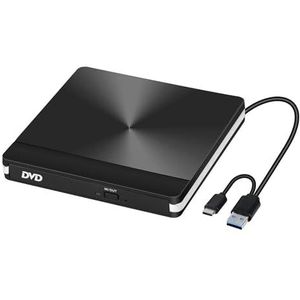 Externe optische drive USB 3.0 draagbare dvd/cd-brander/cd-schrijver for laptop/pc Brede compatibiliteit(Black)