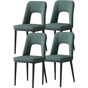 GEIRONV Moderne eetkamerstoelen set van 4, for kantoor lounge keuken slaapkamer stoelen met koolstofstalen poten faux mat lederen stoelen Eetstoelen (Color : Green, Size : 40x48x85cm)