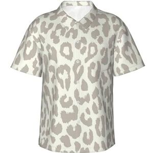 EdsfFehs Hawaiiaans herenshirt met luipaardprint, bruin patroon, lichtgewicht, ademend, korte mouwen met voorzak (S-3 XL), Zwart, S