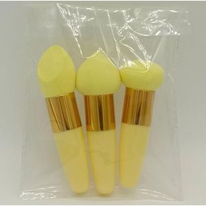 3 stks/set Cosmetische Bladerdeeg Foundation Poeder Make-Up Borstel Vrouwen Gezicht BB Cream Concealer Applicator Professionele Beauty Make Up Gereedschap (Color : Yellow)