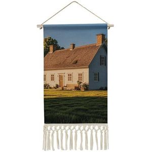 NWGHM Poster Hanger met Kwastje Landelijke Stijl Boerderij Wall Art Prints met Houten Frames Wandkleed Tapijt Katoen En Linnen Opknoping Poster voor Woonkamerdecoratie 47,6 x 25,5 cm