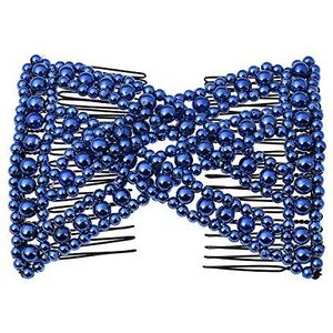 Lovef 6 Kleuren Gemakkelijk Stretch Haar Kam Magic Hand Kralen Haar Styling Kammen Clips voor Lady (Blauw)