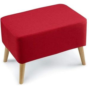 Voetenbank Vierkante houten steun gestoffeerde voetenbank Ottomaanse stoel stoffen hoes afneembare linnen hoes planken kleine krukjes stof laag Zit (Size : Red)