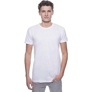 Logostar Longshirt heren korte mouwen - onderhemden & T-shirts extra lang - XS S M L XL XXL 3XL - T-shirt lang gesneden katoen met ronde hals - lange shirts zwart & wit, Wit / + 2 cm (A), 3XL Grote