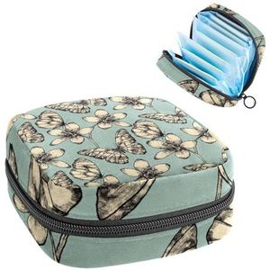 Opbergtas voor maandverband, menstruatiecup zakje tampon tas, menstruatiepads, houder organizer voor dames en meisjes, vlindergroen