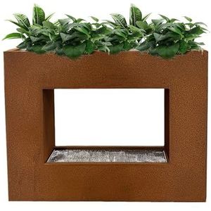 KÖHKO® Watergordijnfontein, beplantbaar met ledverlichting, hoogte 60 cm, van cortenstaal met plantenbak, waterval, waterspel, kamerfontein 32001B