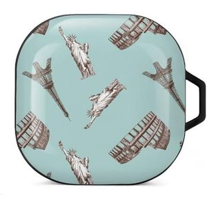 Oriëntatiepatroon Oordopjes Hoesje Compatibel met Samsung Hard Shell Beschermhoes Zwart-Stijl