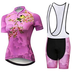 weimostar Fietsset voor dames, fietskleding, korte broek, fietsshirt met korte mouwen, reflecterend