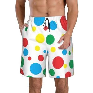 JIAWUJYNB Twister Polka Dots Print Strandshorts voor heren, zomershorts met sneldrogende technologie, licht en casual, Wit, XL