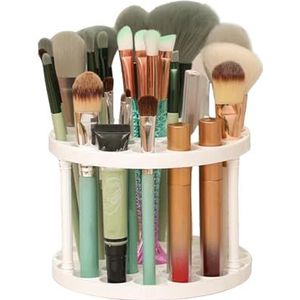 Decorhome Organizer voor make-upkwasten, organizer voor make-upkwasten, 45 gaten, ronde en stofdichte bureau-organizer voor cosmetica