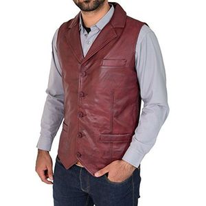 Heren - Gilet - Bordeaux - Echt Lederen Vest - Rhys