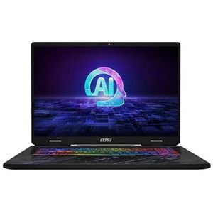 MSI Pulse 17 AI C1VFKG-009FR Intel Core Ultra 7 155H Laptop 43,2 cm (17") Quad HD+ 32 GB DDR5-SDRAM 1 TB SSD NVIDIA GeForce RTX 4060 Wi-Fi 6E (802.11ax) Windows 11 Pro Zwart