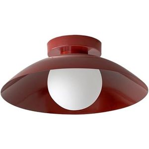 LONGDU Zwarte creatieve stijl plafondlamp, warme en minimalistische plafondlamp, ijzeren lampenkap semi-inbouw plafondlamp, for slaapkamer trappen hotel woonkamer keuken hal(Color:Red)