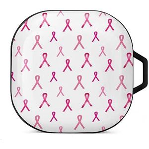 Borstkanker lint oordopjes hoesje compatibel met Samsung hard shell beschermhoes zwart-stijl