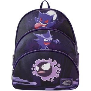 Loungefly Pokemon Gastly Evolutions Triple Pocket Mini Rugzak, Zwart, Mini, Zwart