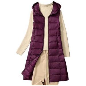 Hgvcfcv Dames donsvest lichtgewicht dunne jas met capuchon vrouwen winter veer warm basic casual vest, Paars, 3XL