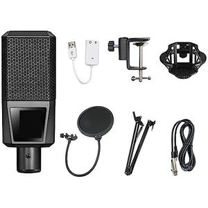 Geluidskaartset, 3.5mm Opname Condensator Microfoon Set Studio Microfoon Met V8S Live Geluidskaart for Karaoke Streaming Podcasting(Set B)