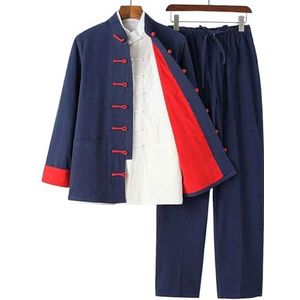 RVUEM Kung Fu Suit Sets, Tai Chi Uniform Shirt, Training Clothes Apparel Clothing, QiGong Martial Arts Wing Chun Shaolin Kung Fu Shirt, Tang Suit 3 Piece Set,007,2XL