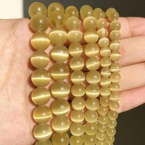 Natuursteen Roze Witte Maansteen Cat Eye Kralen Voor Sieraden Maken Gladde Losse Spacer Kralen Opaal Diy Charm Armbanden Ketting-Goud bronge-6mm 61pcs kralen