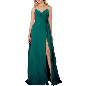 HPPEE Jurken voor dames, V-hals, bruidsmeisjesjurk, mouwloos, chiffon, bruidsmeisje, formele avondjurk, Turkoois, 46 grote maten