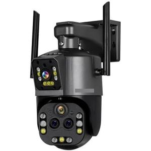 Bewakingscamera, 8K Camera Outdoor 20X Zoom Vier Lens Dual Screen Security Cam PTZ CCTV Monitor Auto Tracking Bewakingscamera(8K 20xZoom Add 32G)