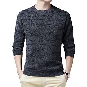 Casual Gebreide Dikke Trui Mannen Trui Kleding Mode Gestreepte Gebreide Winter Warm Mens Truien Truien Truien, Grijs, L