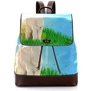 Gepersonaliseerde casual dagrugzak tas voor tiener lama alpaca op het grasland schooltassen boekentassen, Meerkleurig, 27x12.3x32cm, Rugzak Rugzakken