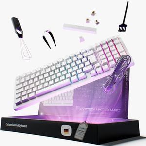 Nyfter - 98% gaming keyboard - dubbele demping, PRE-LUBED Gateron gele schakelaars, hot swappable, 100% RGB-verlichting, ISO DE lay-out NYFBOARD GEN2 gaming toetsenbord