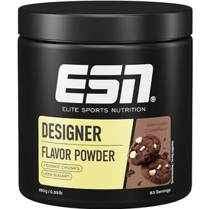 ESN Designer Flavor Powder, Dark Cookie Crumb, 250 g, 83 Porties - Veganistisch - Laag in Calorieën, Suikervervanger met Zoetstoffen voor Voedsel en Dranken, Perfect voor Kwark of Skyr